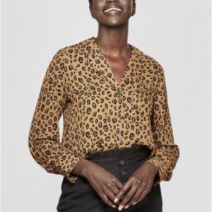 Who What Wear Cheetah Print Button Down Blouse
